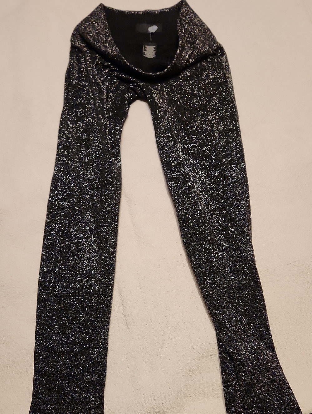 Unk Black Sparkle Leggings with Silver Sheen